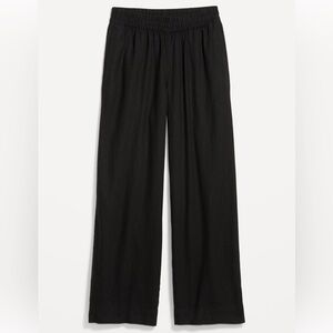 Old Navy High-Waisted Linen-Blend Wide-Leg Pants — Black (NWT)